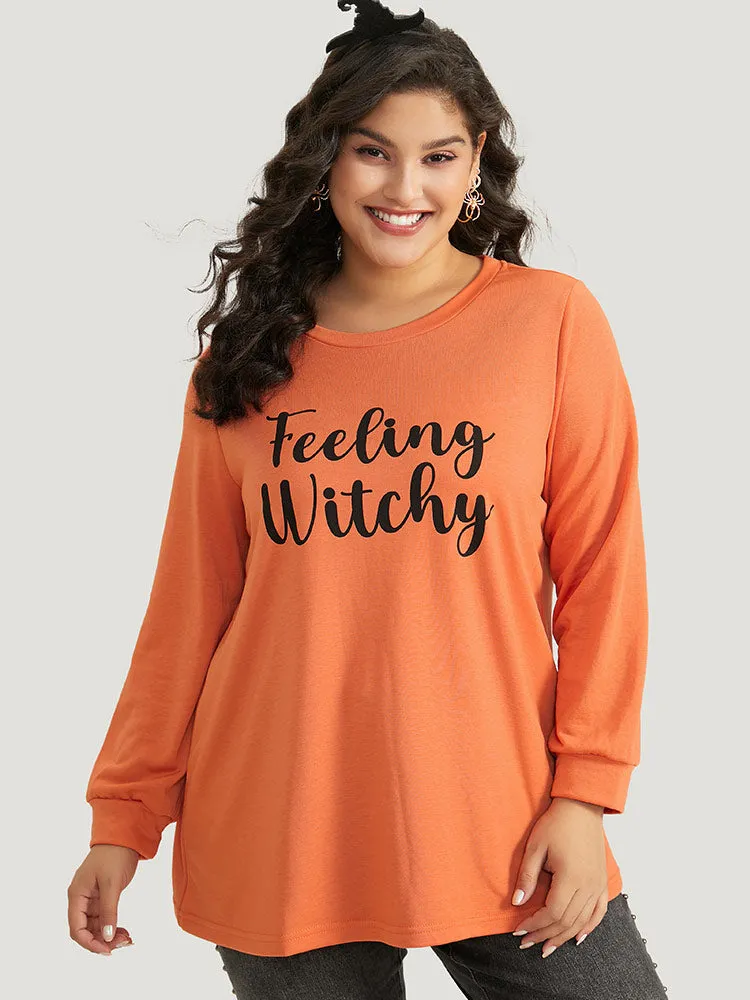 Halloween Letter Print Round Neck Sweatshirt sold by Bloomchic product image thumbnail 3