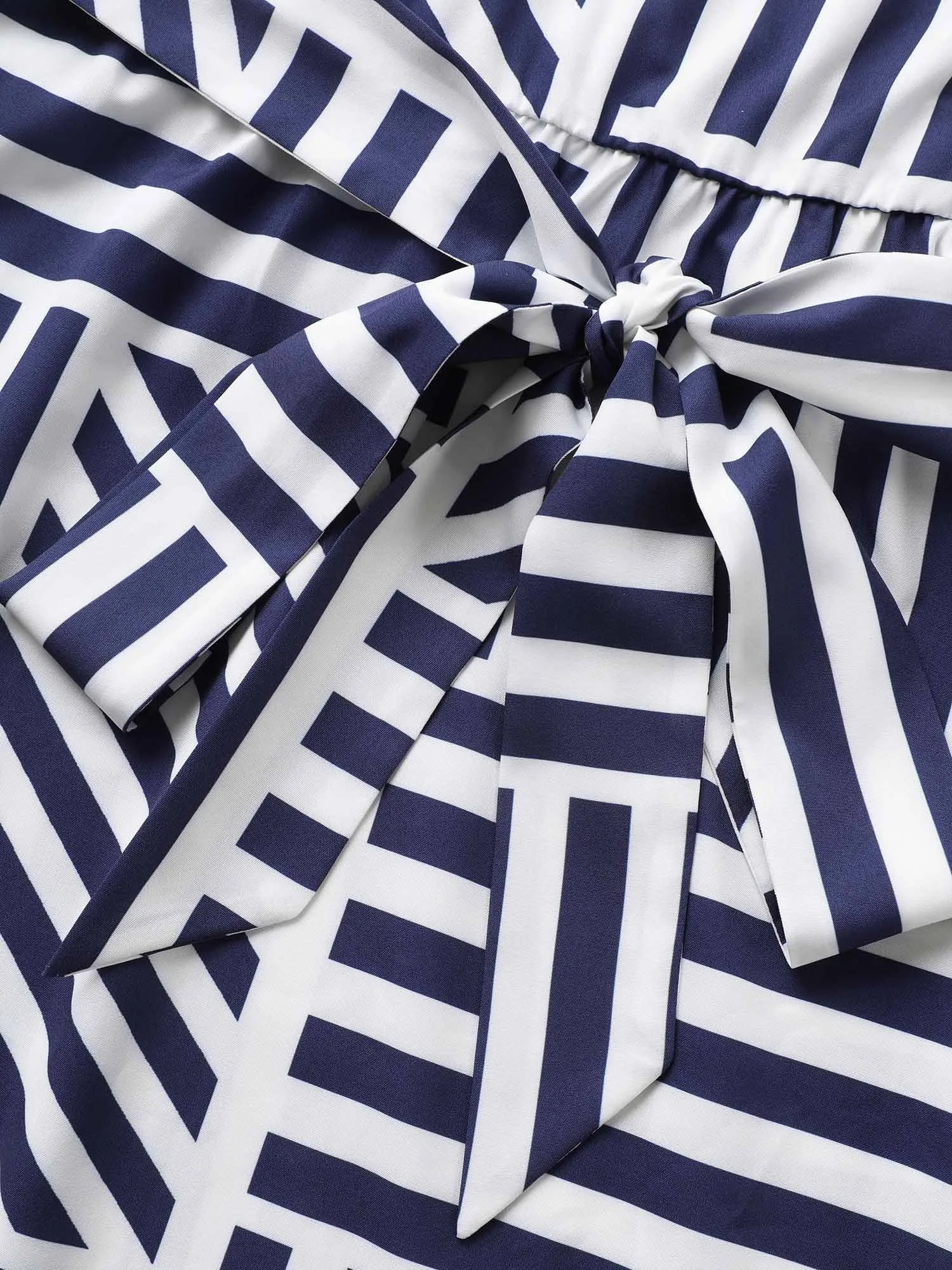 Striped Notched Collar Belted Midi Dress sold by Bloomchic product image thumbnail 5