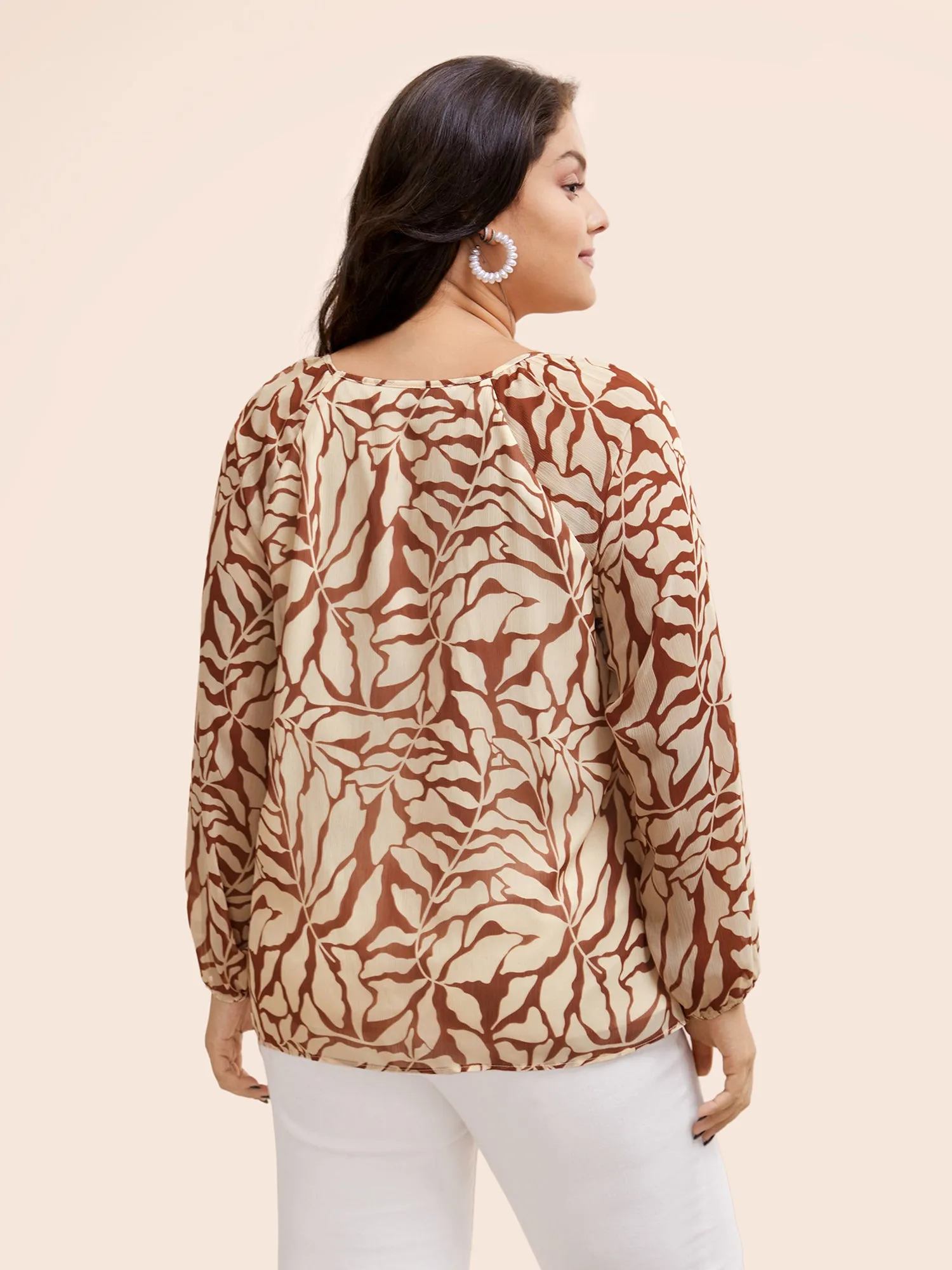 Silhouette Floral Print Lantern Sleeve Blouse sold by Bloomchic product image thumbnail 4