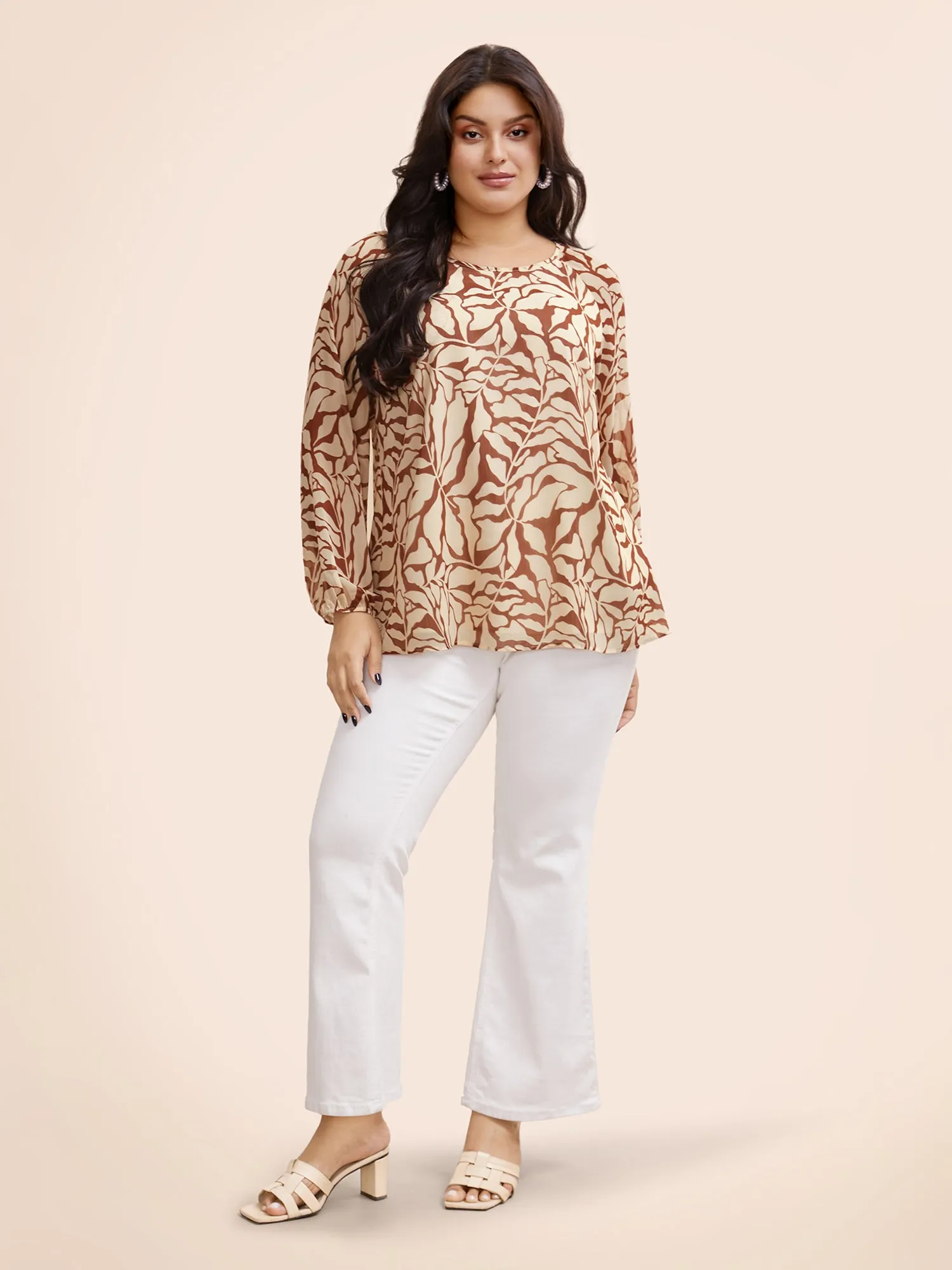 Silhouette Floral Print Lantern Sleeve Blouse sold by Bloomchic product image thumbnail 2