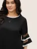 Contrast Patchwork Mesh Bell Sleeve Blouse sold by Bloomchic