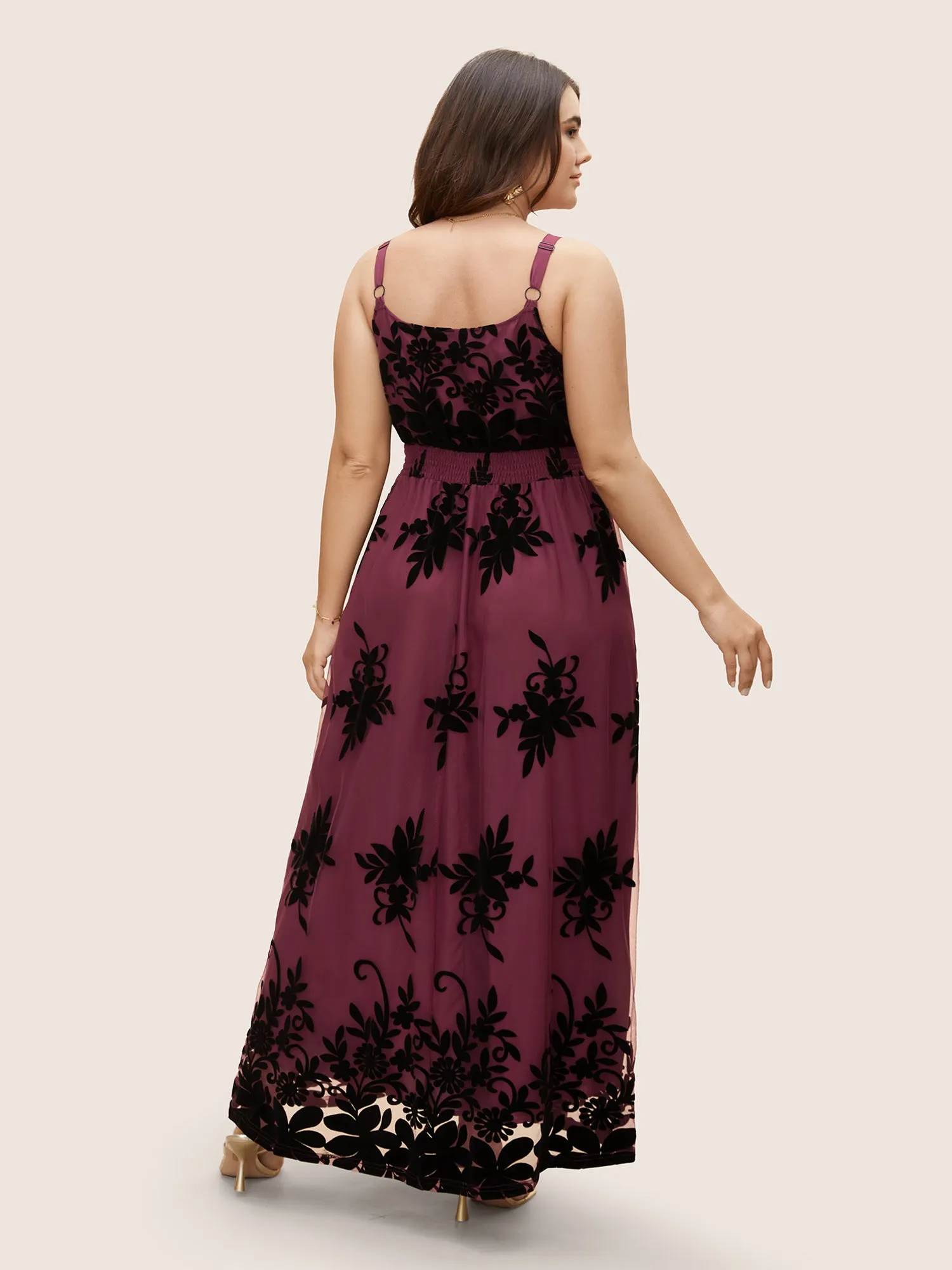 Floral Flocked Tulle Split Hem Dress sold by Bloomchic product image thumbnail 2