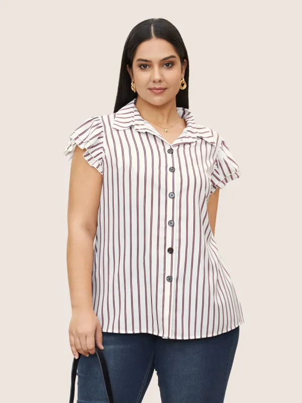 Striped Tiered Ruffle Cap Sleeve Blouse sold by Bloomchic
