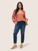 Plain Texture Broderie Anglaise Patchwork T-shirt sold by Bloomchic