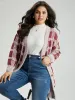 Plaid Fuzzy Heather Button Fly Tunic Cardigan sold by Bloomchic