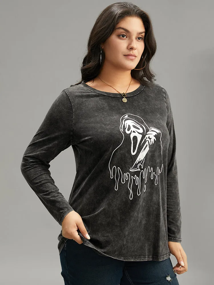 Halloween Supersoft Essentials Skull Print Vintage T-shirt sold by Bloomchic product image thumbnail 3