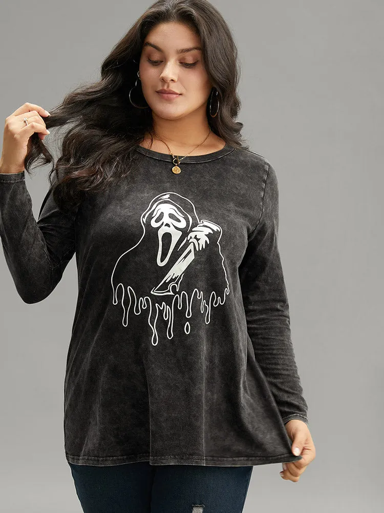 Halloween Supersoft Essentials Skull Print Vintage T-shirt sold by Bloomchic