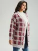 Plaid Fuzzy Heather Button Fly Tunic Cardigan sold by Bloomchic