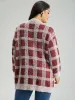 Plaid Fuzzy Heather Button Fly Tunic Cardigan sold by Bloomchic