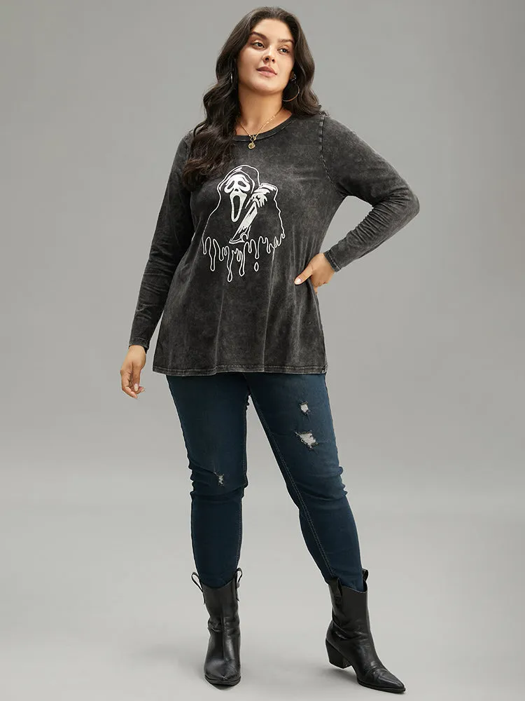 Halloween Supersoft Essentials Skull Print Vintage T-shirt sold by Bloomchic product image thumbnail 4