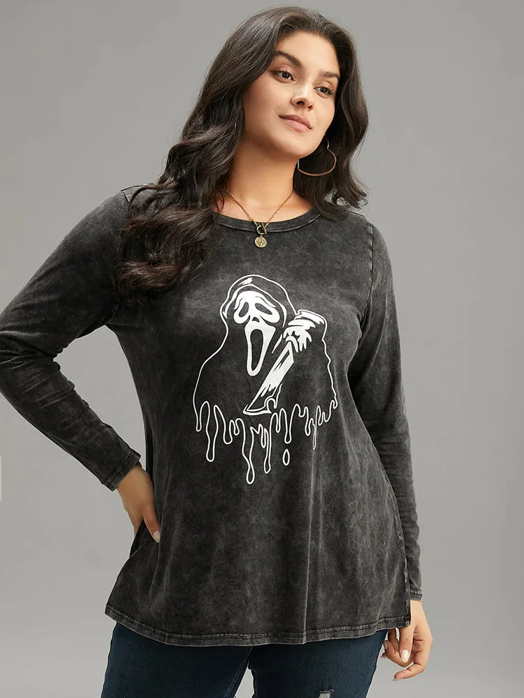 Halloween Supersoft Essentials Skull Print Vintage T-shirt sold by Bloomchic product image thumbnail 5