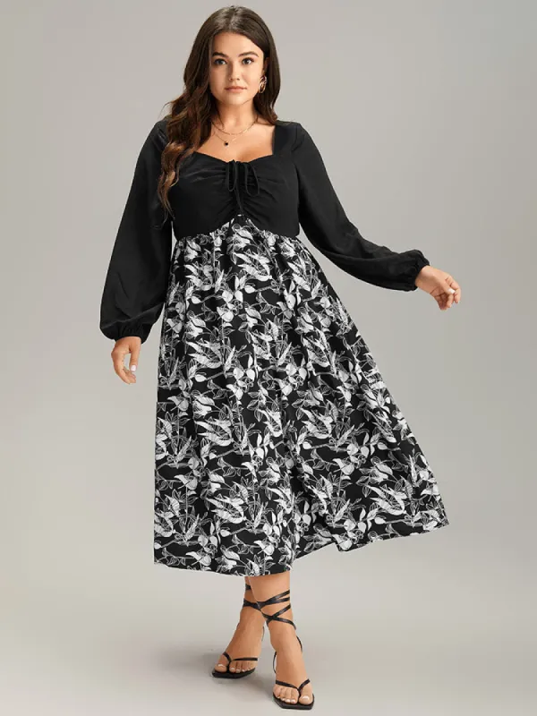 Floral Print Ruched Bowknot Patchwork Dress sold by Bloomchic