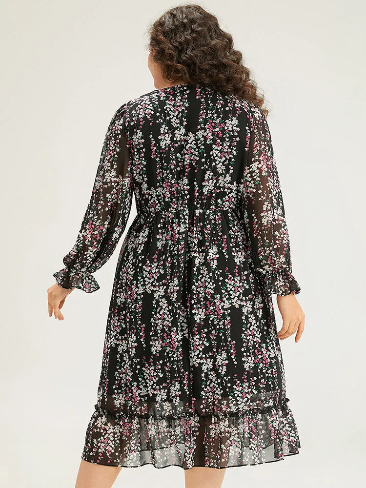 Ditsy Floral Chiffon Patchwork Frill Trim Dress sold by Bloomchic product image thumbnail 2
