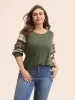 Boho Print Patchwork Crew Neck Sweatshirt sold by Bloomchic