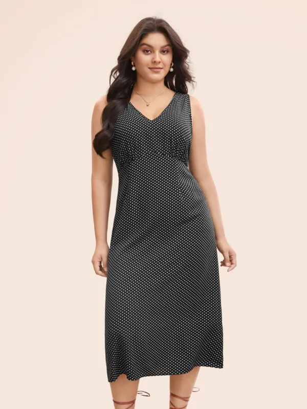 V Neck Polka Dot Midi Dress sold by Bloomchic