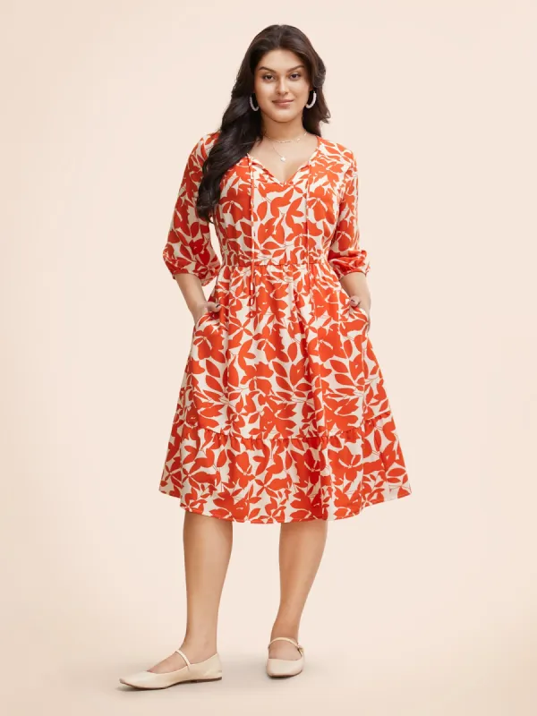 Silhouette Floral Print Tie Knot Lantern Sleeve Dress sold by Bloomchic