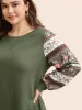 Boho Print Patchwork Crew Neck Sweatshirt sold by Bloomchic