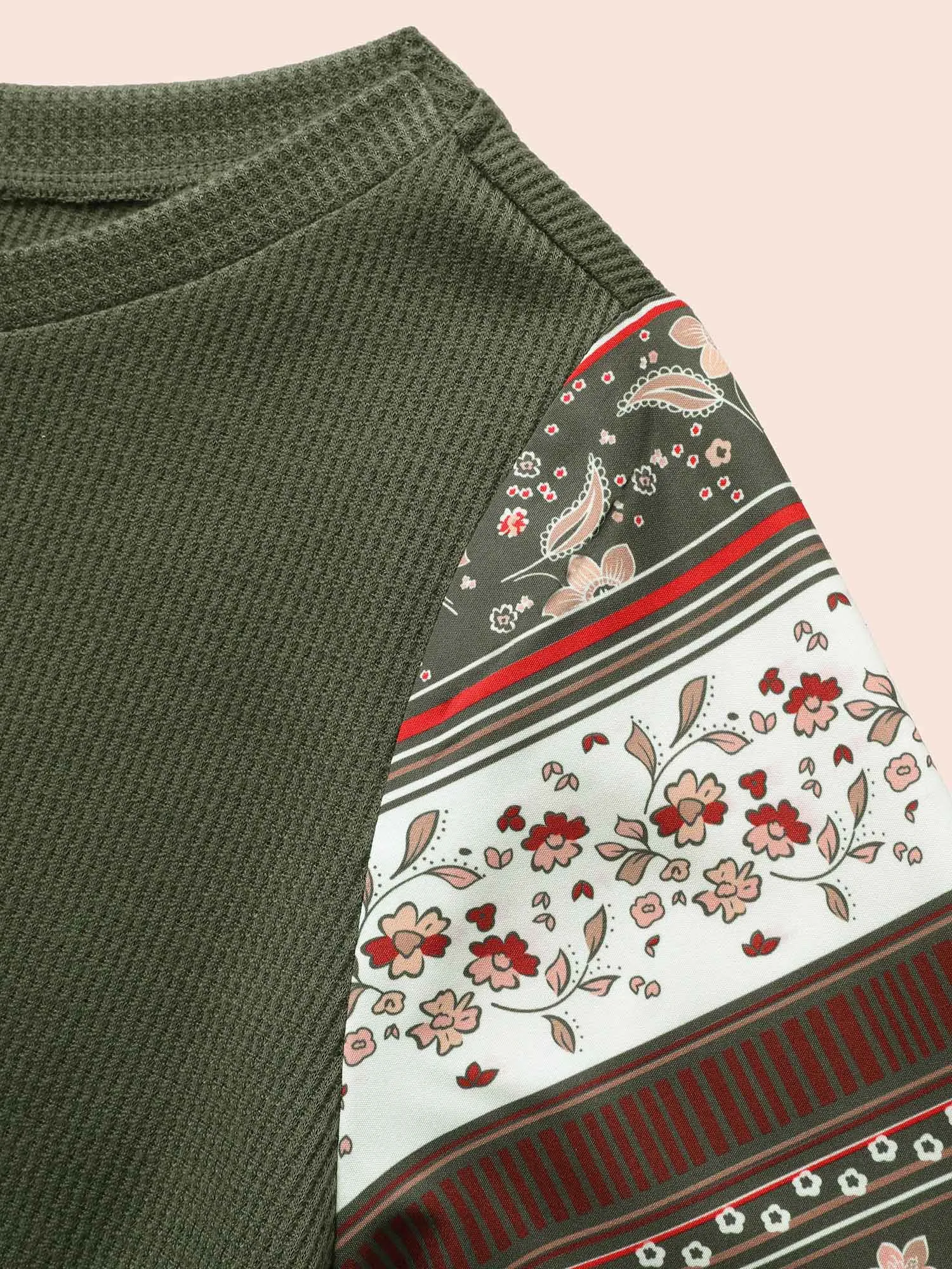 Boho Print Patchwork Crew Neck Sweatshirt sold by Bloomchic product image thumbnail 5