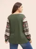 Boho Print Patchwork Crew Neck Sweatshirt sold by Bloomchic