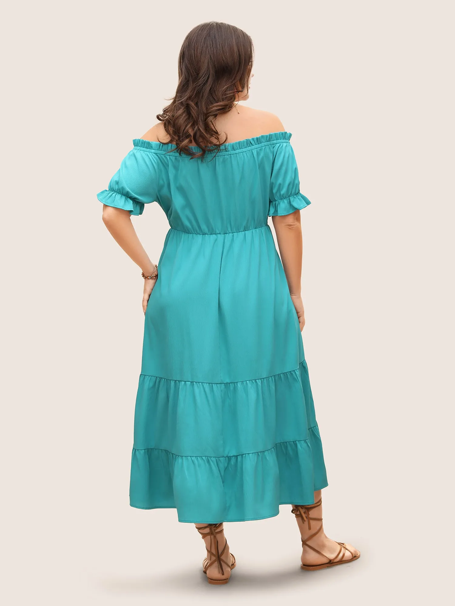 One Shoulder Neck Frill Trim Tie Knot Dress sold by Bloomchic product image thumbnail 3