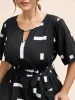 Geometric Print Keyhole Pocket Midi Dress sold by Bloomchic