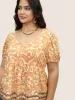 Boho Print Contrast Puff Sleeve T-shirt sold by Bloomchic