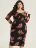 Floral Mesh Patchwork Ruched Square Neck Split Hem Dress sold by Bloomchic