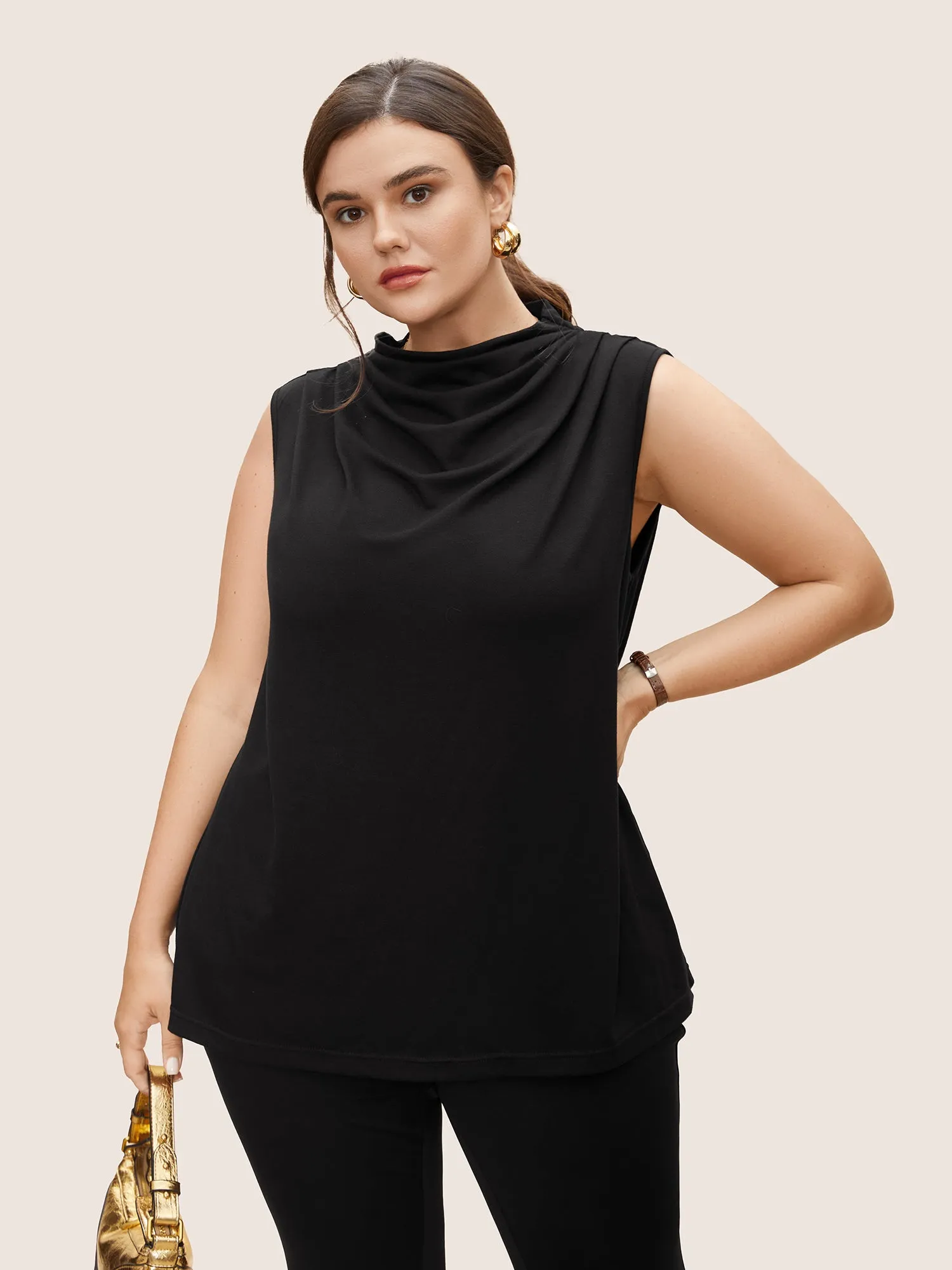 Supersoft Essentials Solid Mock Neck Tank Top sold by Bloomchic
