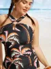Halter Tropical Print Keyhole One Piece Swimsuit sold by Bloomchic