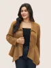 Solid Faux Suede Zipper Hanky Hem Jacket sold by Bloomchic