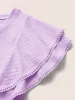 Waffle Knit Tiered Ruffles Pompom Trim T-shirt sold by Bloomchic