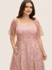 Heart Neckline Floral Embroidered Sequin Mesh Dress sold by Bloomchic