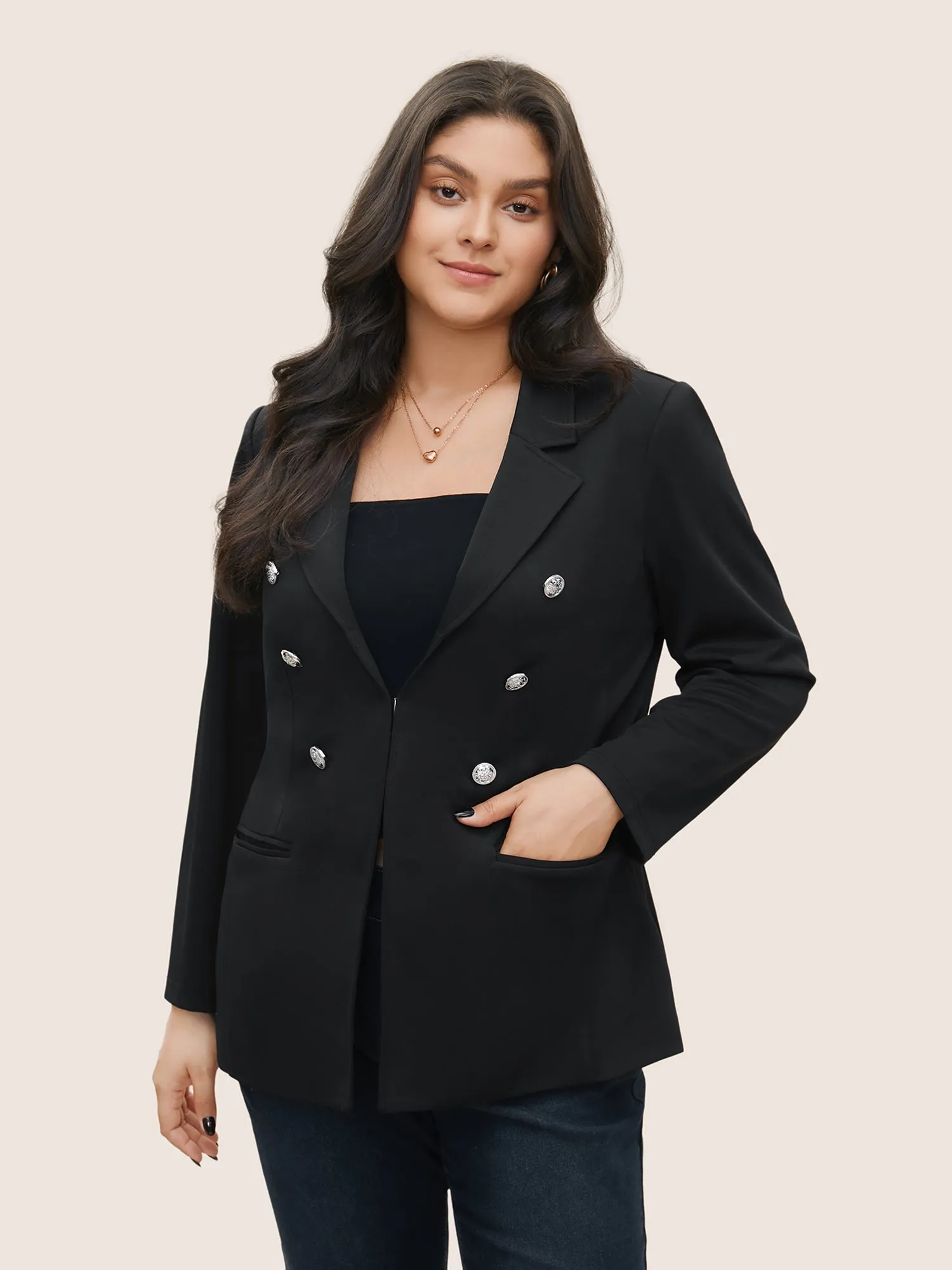 Suit Collar Double Breasted Pocket Blazer sold by Bloomchic product image thumbnail 3