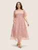 Heart Neckline Floral Embroidered Sequin Mesh Dress sold by Bloomchic