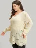 Hollow Out Asymmetrical Hem Pullover sold by Bloomchic
