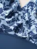 Silhouette Floral Print Patchwork Ruffles One Piece Swimsuit sold by Bloomchic