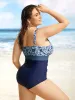 Silhouette Floral Print Patchwork Ruffles One Piece Swimsuit sold by Bloomchic