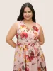 V Neck Floral Ruched Sleeveless Dress sold by Bloomchic