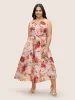 V Neck Floral Ruched Sleeveless Dress sold by Bloomchic