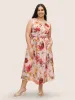 V Neck Floral Ruched Sleeveless Dress sold by Bloomchic