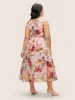 V Neck Floral Ruched Sleeveless Dress sold by Bloomchic