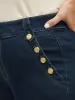 Dark Wash Zipper Button Detail Flare Leg Jeans sold by Bloomchic