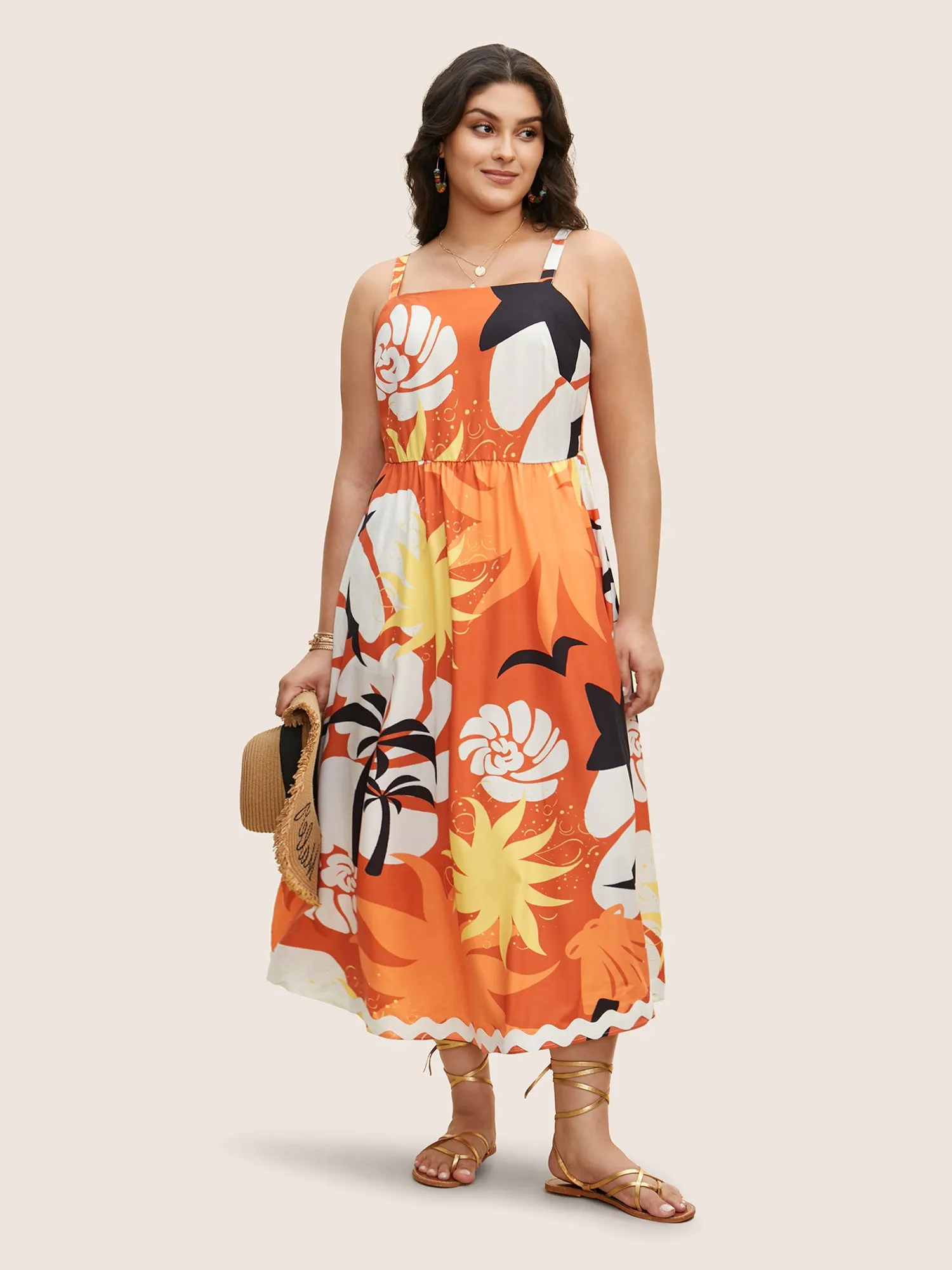 Tropical Print Square Neck Maxi Dress sold by Bloomchic product image thumbnail 3