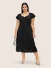 Solid Heart Neckline Cap Sleeve Dress sold by Bloomchic