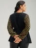 Plaid Sequin Patchwork Wrap Blouse sold by Bloomchic