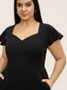 Solid Heart Neckline Cap Sleeve Dress sold by Bloomchic
