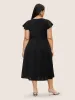 Solid Heart Neckline Cap Sleeve Dress sold by Bloomchic