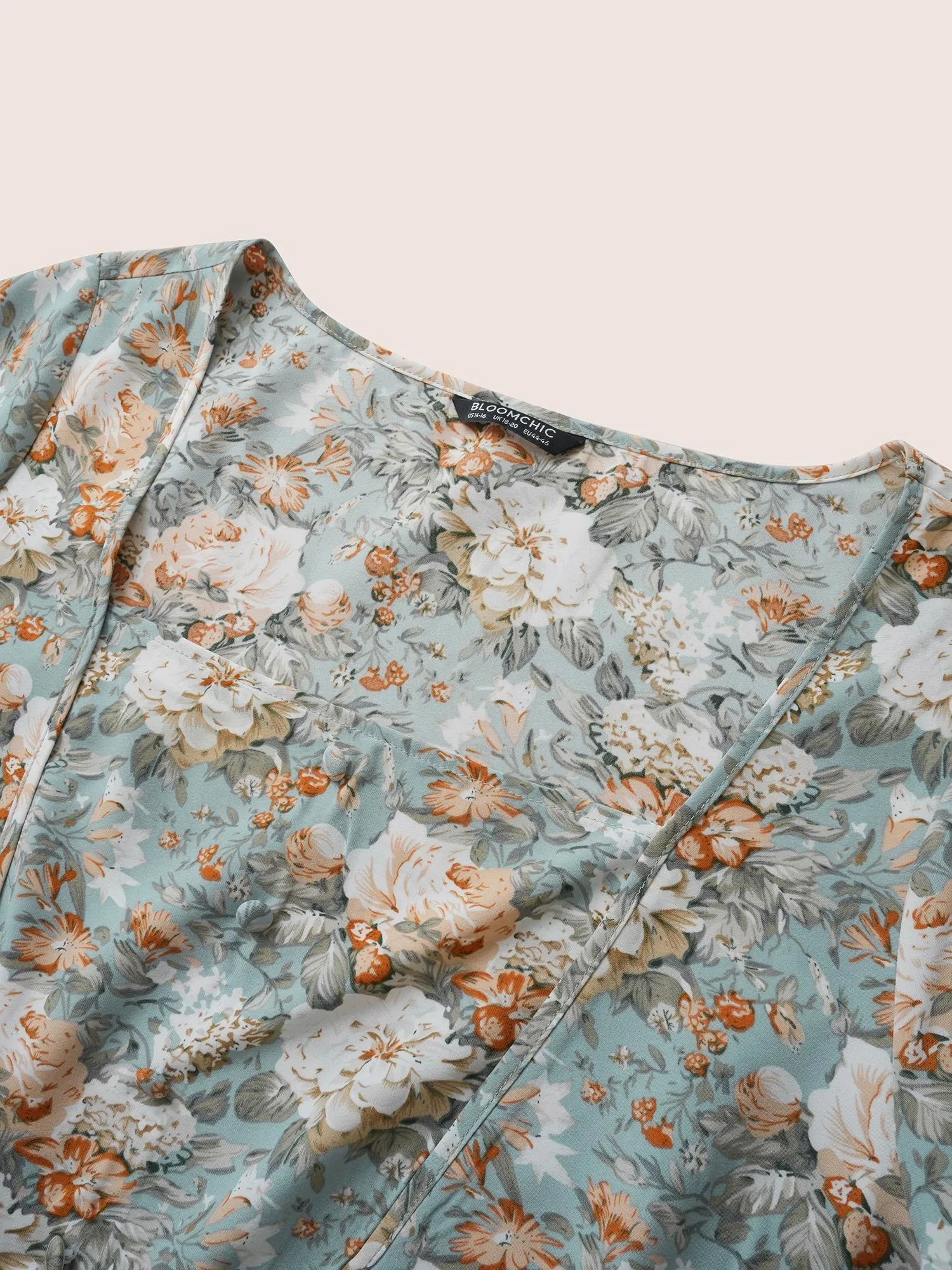 Floral Square Neck Ruffle Sleeve Gathered Blouse sold by Bloomchic product image thumbnail 5