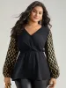 Plaid Sequin Patchwork Wrap Blouse sold by Bloomchic