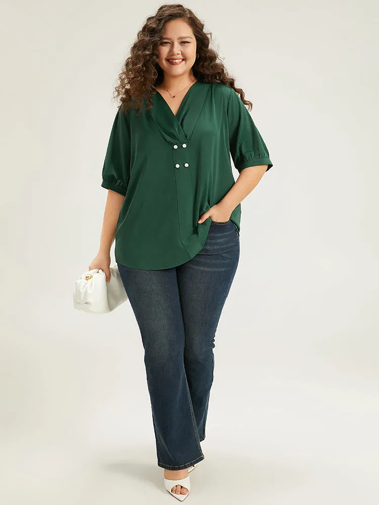 Button Detail Plicated Detail Blouse sold by Bloomchic product image thumbnail 4